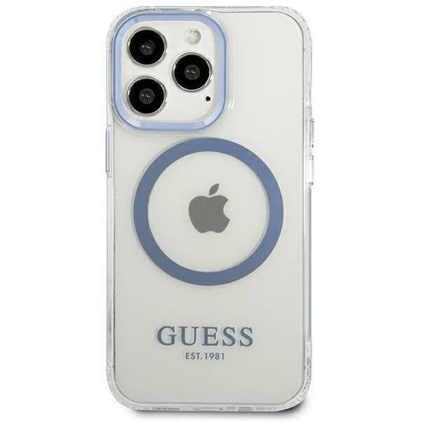 Guess GUHMP13LHTRMB iPhone 13 Pro / 13 6,1" niebieski/blue hard case Metal Outline Magsafe