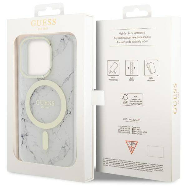Guess GUHMP14XPCUMAH iPhone 14 Pro Max 6.7" biały/white hardcase Marble MagSafe