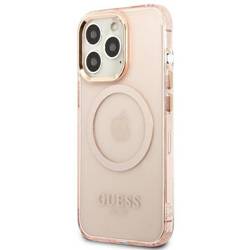 Guess GUHMP13LHTCMP iPhone 13 Pro / 13 6,1" różowy/pink hard case Gold Outline Translucent MagSafe
