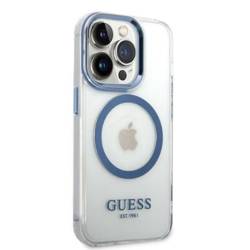 Guess GUHMP14XHTRMB iPhone 14 Pro Max 6,7" niebieski/blue hard case Metal Outline Magsafe